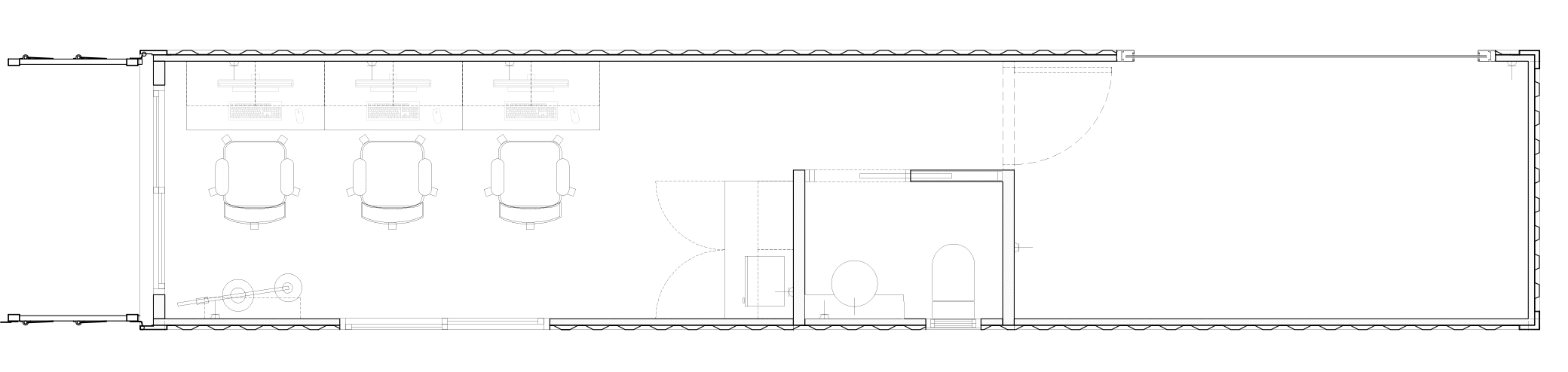 40' Portable Office + Storage + Restroom